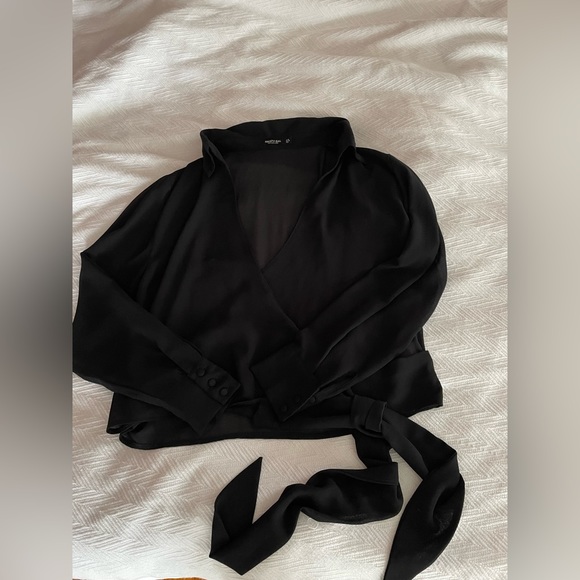 Nasty Gal Chiffon Cropped Wrap Blouse - Picture 9 of 9